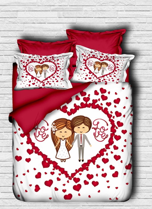 L'essentiel linge de maison Juego de Funda de Edredón Individual Blanco y Rojo L'essentiel linge de maison Juego de Funda de Edredón Individual Blanco y Rojo